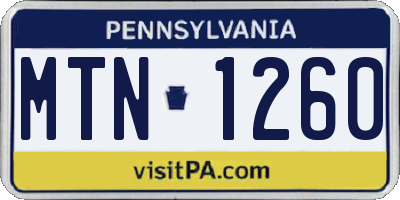 PA license plate MTN1260