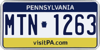 PA license plate MTN1263
