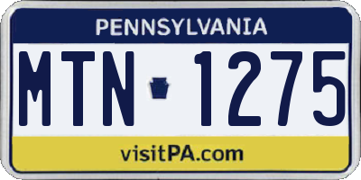 PA license plate MTN1275