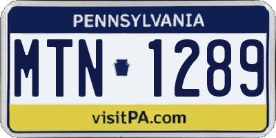 PA license plate MTN1289