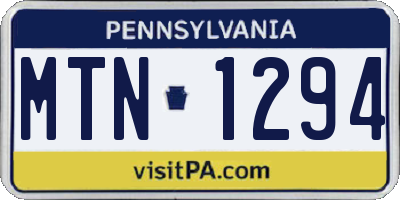 PA license plate MTN1294