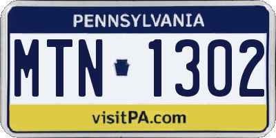 PA license plate MTN1302