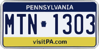 PA license plate MTN1303