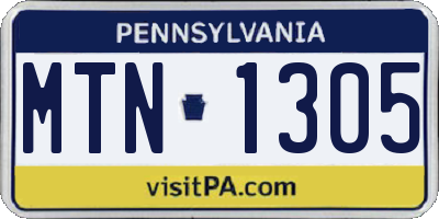 PA license plate MTN1305