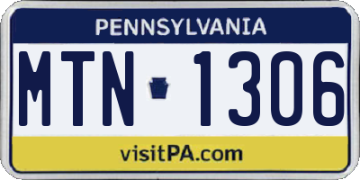 PA license plate MTN1306