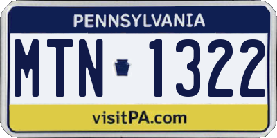 PA license plate MTN1322