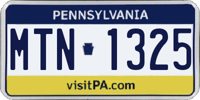PA license plate MTN1325