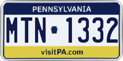 PA license plate MTN1332