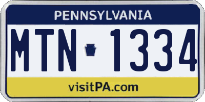 PA license plate MTN1334