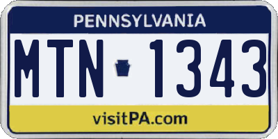 PA license plate MTN1343