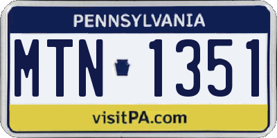 PA license plate MTN1351