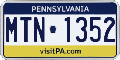 PA license plate MTN1352