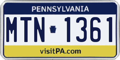 PA license plate MTN1361