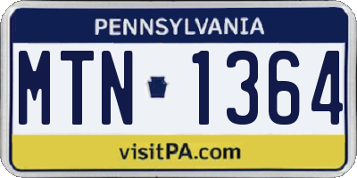 PA license plate MTN1364