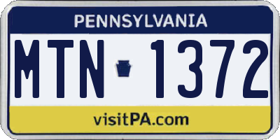 PA license plate MTN1372