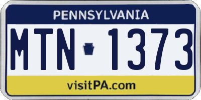 PA license plate MTN1373