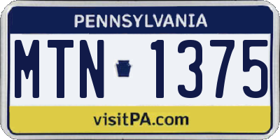 PA license plate MTN1375