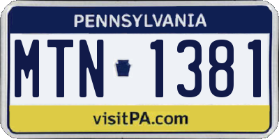 PA license plate MTN1381