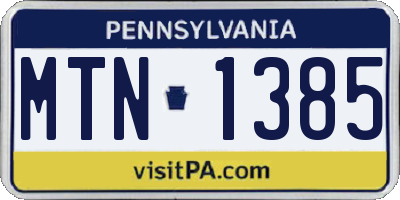 PA license plate MTN1385