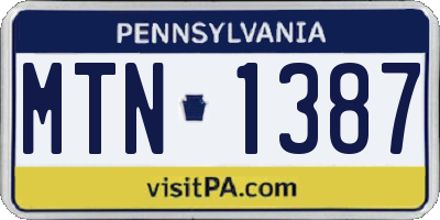 PA license plate MTN1387
