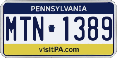 PA license plate MTN1389