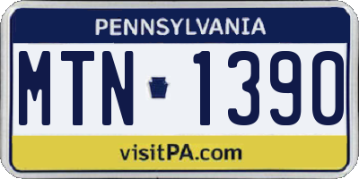 PA license plate MTN1390