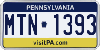 PA license plate MTN1393
