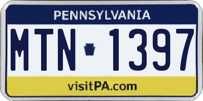 PA license plate MTN1397