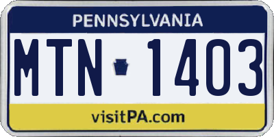 PA license plate MTN1403