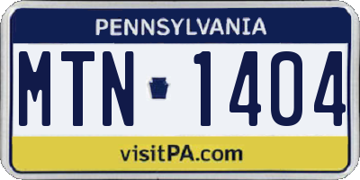 PA license plate MTN1404