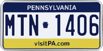 PA license plate MTN1406