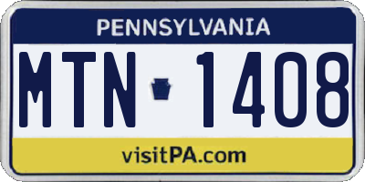 PA license plate MTN1408