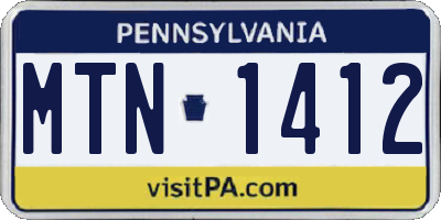 PA license plate MTN1412