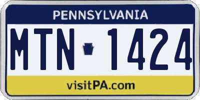 PA license plate MTN1424