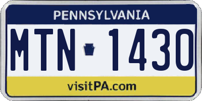 PA license plate MTN1430
