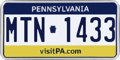 PA license plate MTN1433