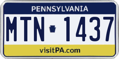 PA license plate MTN1437