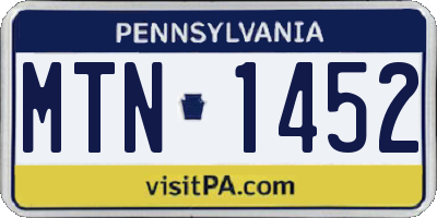 PA license plate MTN1452