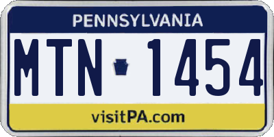 PA license plate MTN1454