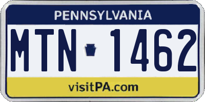 PA license plate MTN1462
