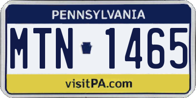PA license plate MTN1465