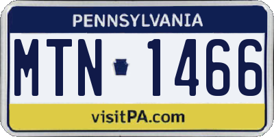 PA license plate MTN1466