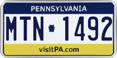 PA license plate MTN1492