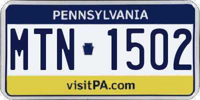 PA license plate MTN1502