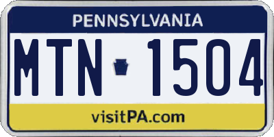 PA license plate MTN1504