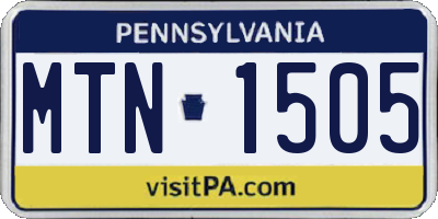 PA license plate MTN1505