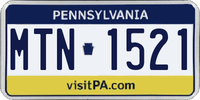 PA license plate MTN1521