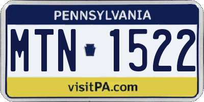 PA license plate MTN1522