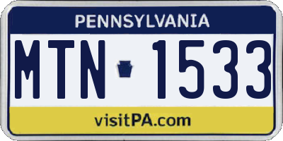 PA license plate MTN1533