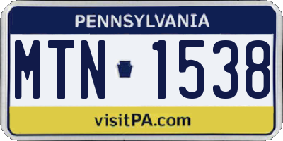 PA license plate MTN1538